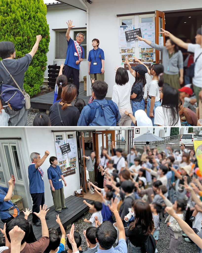高気密・高断熱・高耐久な家づくりを行っている佐藤ホーム主催「モノ・ヒト・コト展」社長とのじゃんけん大会の様子