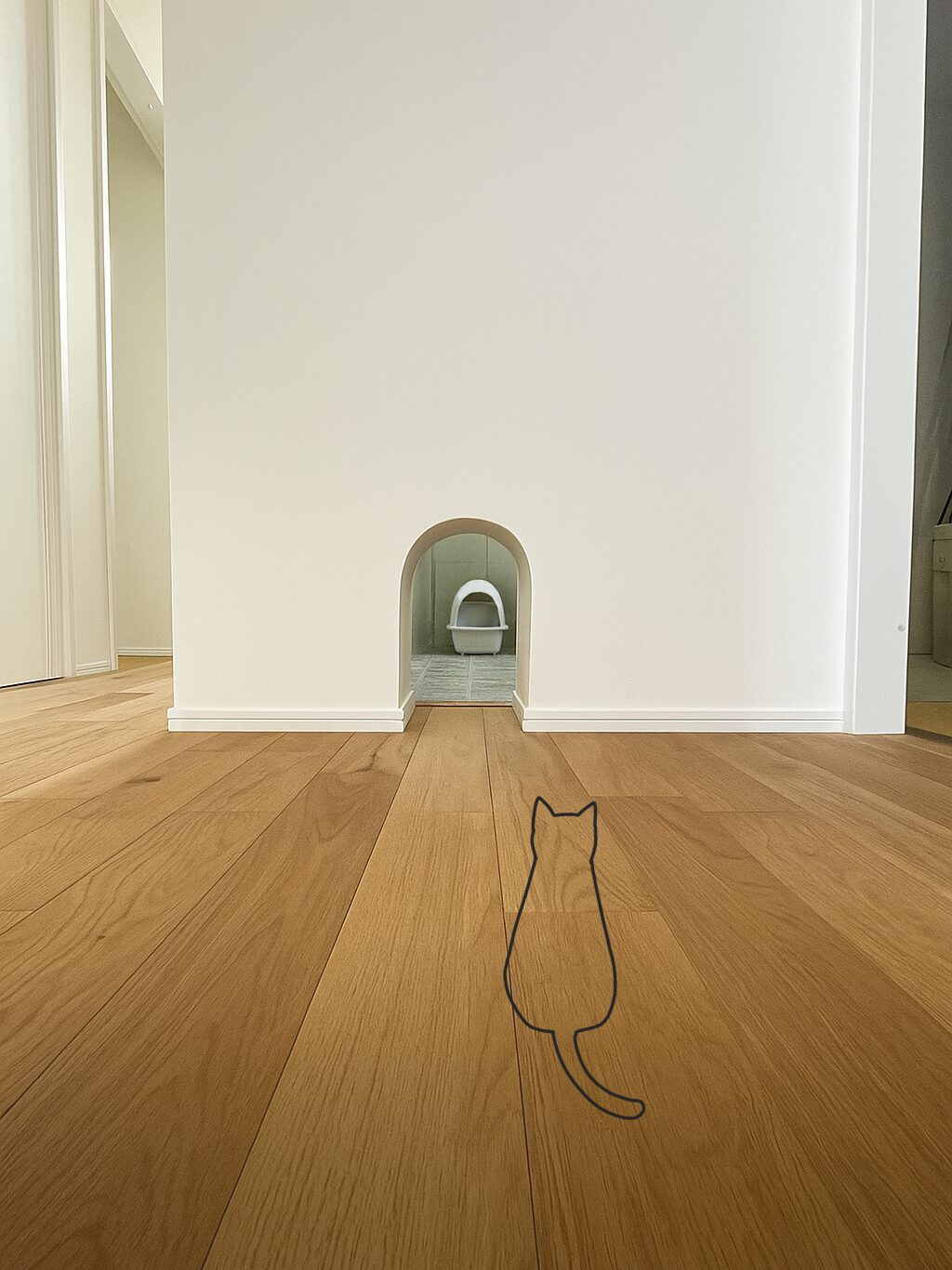 佐藤ホームの施工例。ネコ用のアール開口